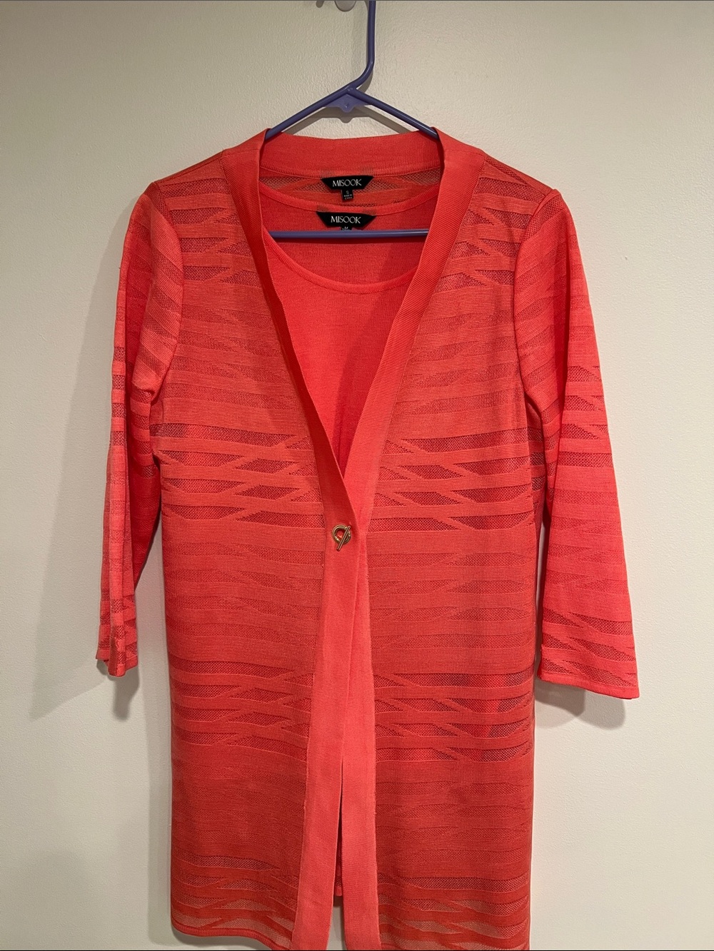 Windsor Coral Openwork Knit Longline Cardigan